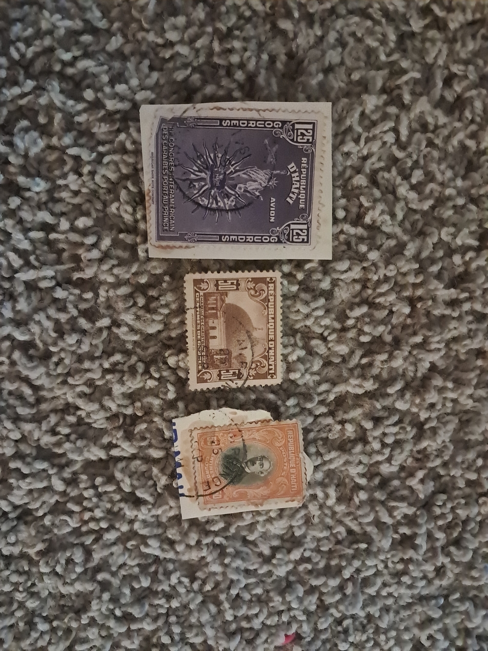 Vintage Stamp Set - Brown, Orange, Purple Collectible Stamps From Haiti